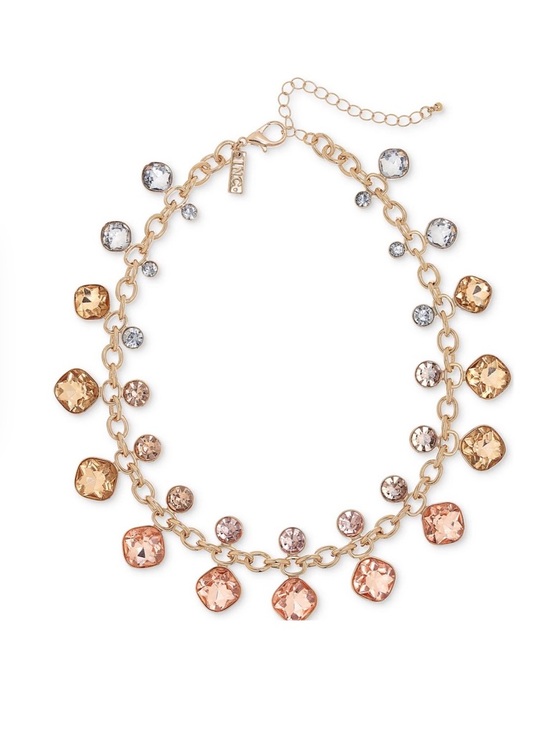 INC International Concepts Jewelry - INC International Concepts Gold-Tone Necklace with Peach and Clear Crystals